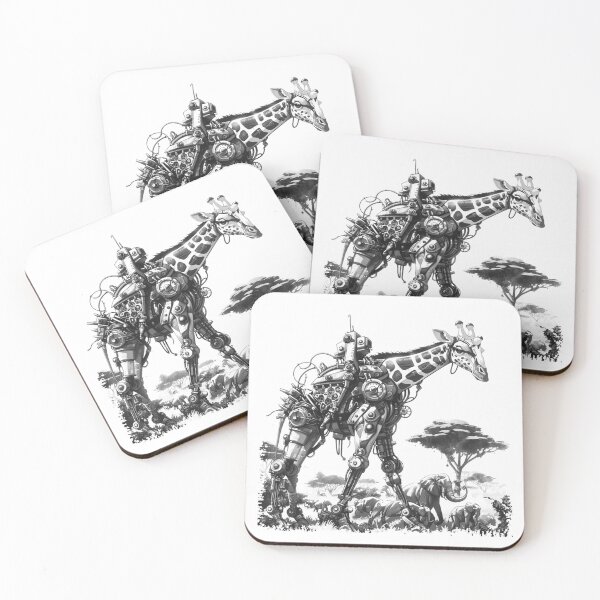Item preview, Robotic Giraffe Safari Design | Futuristic African Wildlife Black and White Art designed and sold by inkoutninja.