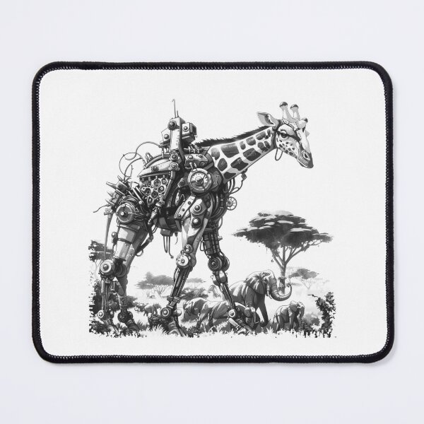Item preview, Robotic Giraffe Safari Design | Futuristic African Wildlife Black and White Art designed and sold by inkoutninja.