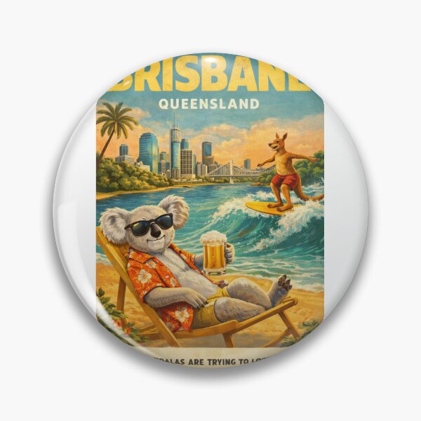 Item preview, Brisbane Queensland Australia Brisbane River Story Bridge Skyline South Bank Kangaroo Surf Scene designed and sold by Aryabek.