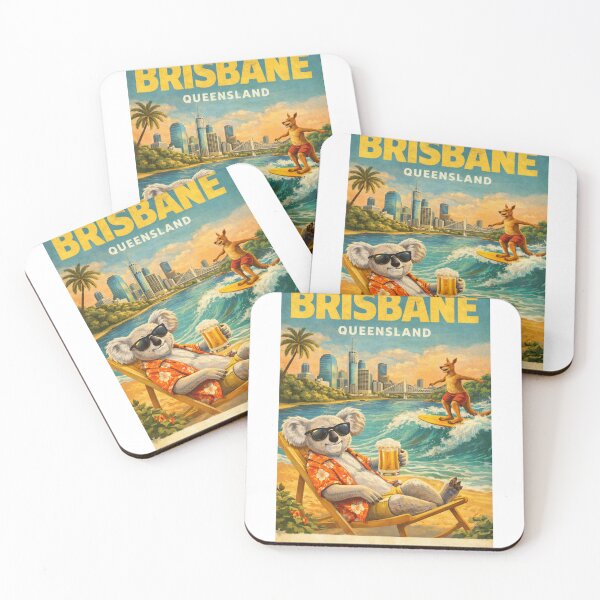 Item preview, Brisbane Queensland Australia Brisbane River Story Bridge Skyline South Bank Kangaroo Surf Scene designed and sold by Aryabek.