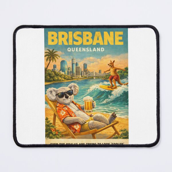Item preview, Brisbane Queensland Australia Brisbane River Story Bridge Skyline South Bank Kangaroo Surf Scene designed and sold by Aryabek.
