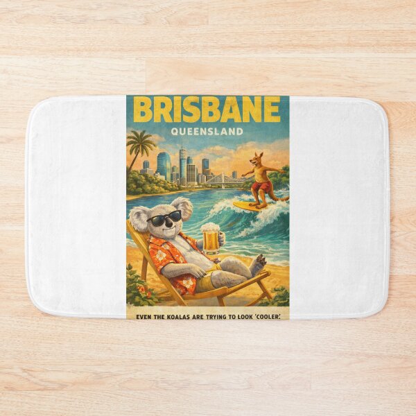 Item preview, Brisbane Queensland Australia Brisbane River Story Bridge Skyline South Bank Kangaroo Surf Scene designed and sold by Aryabek.