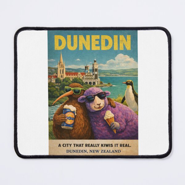 Item preview, Dunedin New Zealand Historic Otago Harbour Skyline with Dunedin Railway Station and Otago Peninsula Coast designed and sold by Aryabek.
