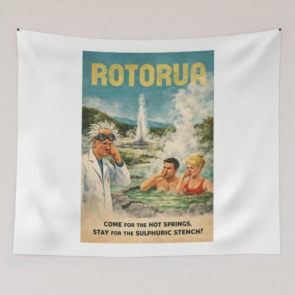 Item preview, Rotorua New Zealand Whakarewarewa Geothermal Valley and Lake Rotorua Hot Springs Landscape designed and sold by Aryabek.