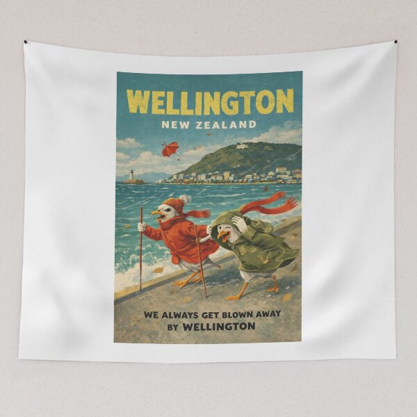 Item preview, Wellington New Zealand Windy Waterfront and Oriental Bay Harbour with Mount Victoria Skyline designed and sold by Aryabek.