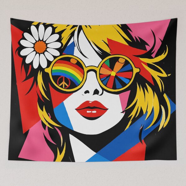 Item preview, Retro 60s Hippie Girl Pop Art - Psychedelic Peace & Love Aesthetic designed and sold by Far Out Goods.