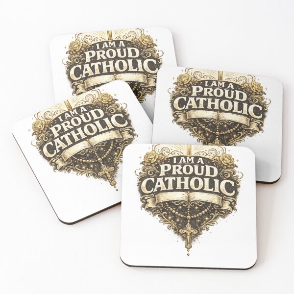 Item preview, I Am A Proud Catholic Christian T-Shirt Faith Rosary Cross Design designed and sold by Sunny Flamingo Studio.