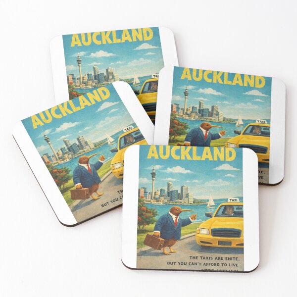 Item preview, Auckland New Zealand Skyline Along Waitemata Harbour with Sky Tower and CBD Kiwi Walking Taxi designed and sold by Aryabek.