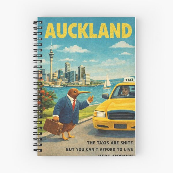 Item preview, Auckland New Zealand Skyline Along Waitemata Harbour with Sky Tower and CBD Kiwi Walking Taxi designed and sold by Aryabek.