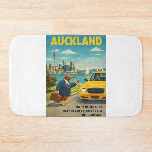 Item preview, Auckland New Zealand Skyline Along Waitemata Harbour with Sky Tower and CBD Kiwi Walking Taxi designed and sold by Aryabek.