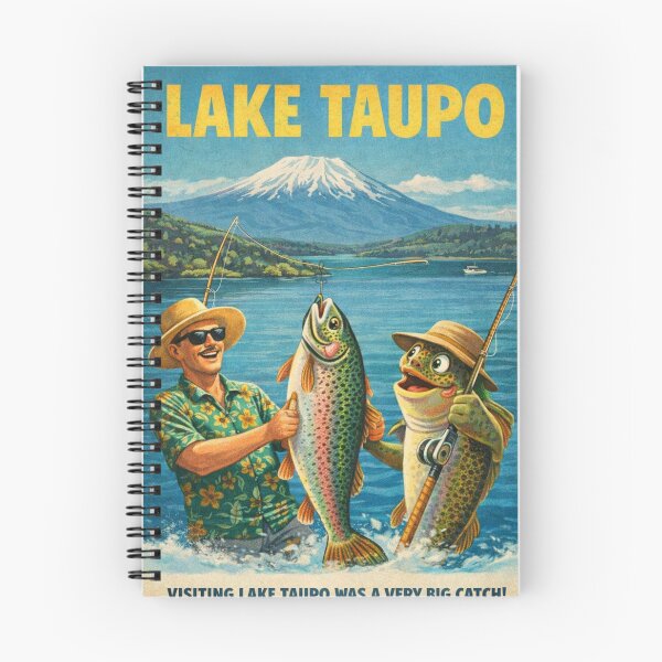 Item preview, Lake Taupo New Zealand with Mount Ruapehu and Tongariro National Park Volcanic Landscape and Taupo Trout Waters designed and sold by Aryabek.