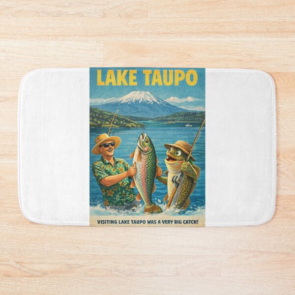 Item preview, Lake Taupo New Zealand with Mount Ruapehu and Tongariro National Park Volcanic Landscape and Taupo Trout Waters designed and sold by Aryabek.
