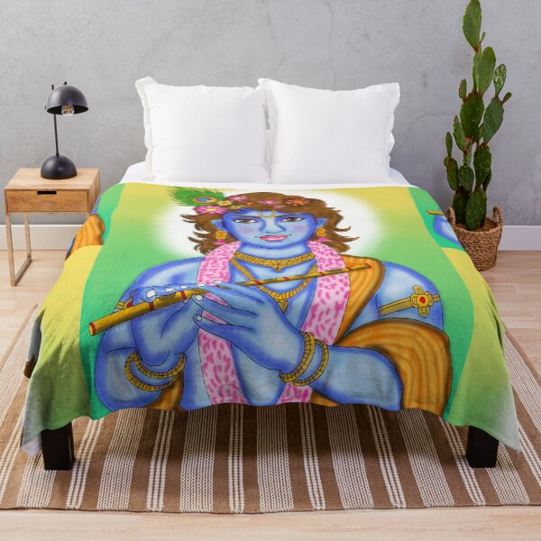 Item preview, Lord Krishna Divine Flute Design – Spiritual Hindu Art Illustration designed and sold by Harshit_Digital_Arts.