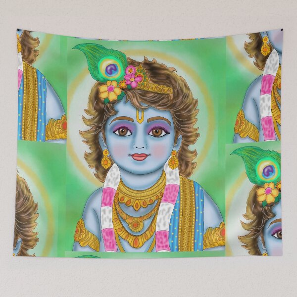Item preview, Minimal Lord Krishna Artwork – Modern Spiritual Illustration designed and sold by Harshit_Digital_Arts.