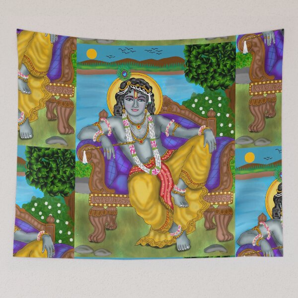 Item preview, Sacred Krishna Devotional Design – Hindu Mythology Art designed and sold by Harshit_Digital_Arts.