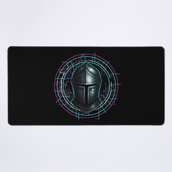 Item preview, Cyberpunk Knight Helmet - Neon Digital Warrior designed and sold by Dakson Design - Fantasy Art.