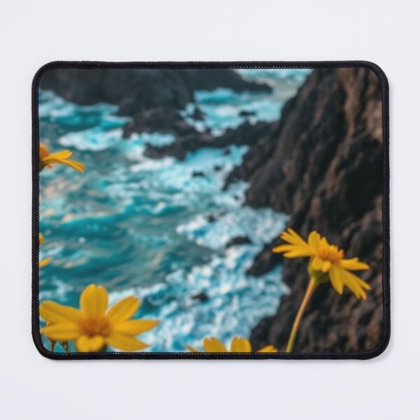 Item preview, Golden Coastal Wildflowers Overlooking Sunlit Ocean Cliffs designed and sold by Jade Ado.
