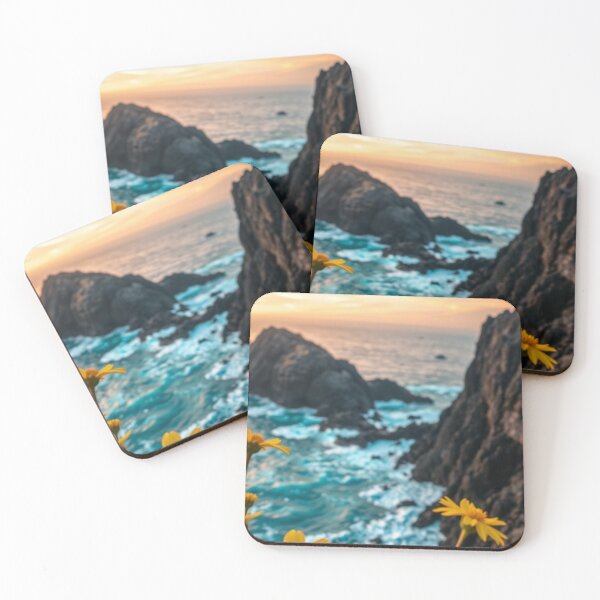 Item preview, Golden Coastal Wildflowers Overlooking Sunlit Ocean Cliffs designed and sold by Vida e Arte.