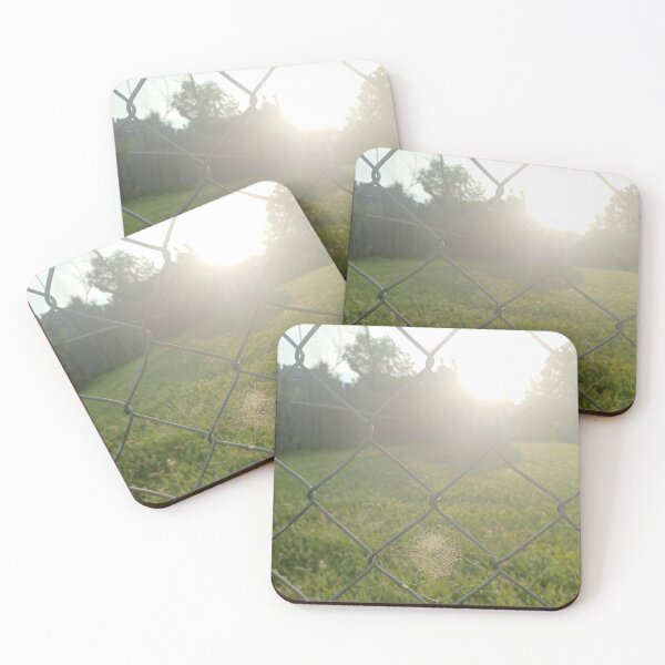 Item preview, Spiderweb on Chain link Sunrise Photo designed and sold by chucktownjax.