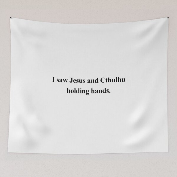 Item preview, Jesus and Cthulhu Holding Hands designed and sold by birdspinestudio.