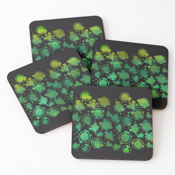 Item preview, Abstract background with clover leaves in metallic green. designed and sold by Wednesday Art design .