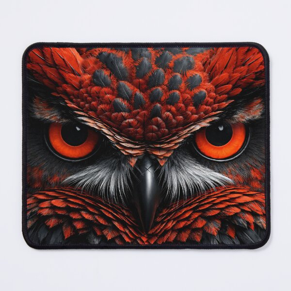 Item preview, Fiery Red and Black Owl Portrait designed and sold by Kaleidoscope Print.