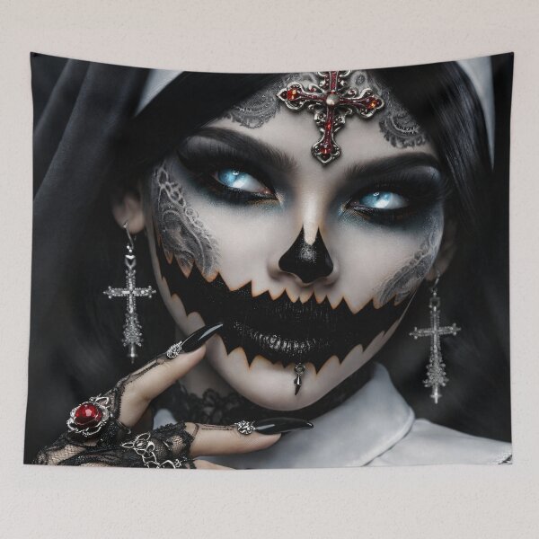 Item preview, Gothic Skull Nun with Glowing Eyes designed and sold by Kaleidoscope Print.