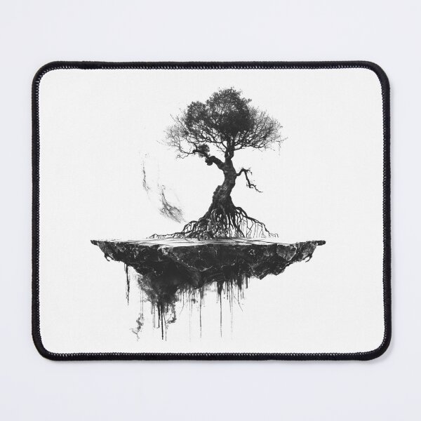 Item preview, Floating Tree Island Design | Black and White Surreal Nature Art designed and sold by inkoutninja.