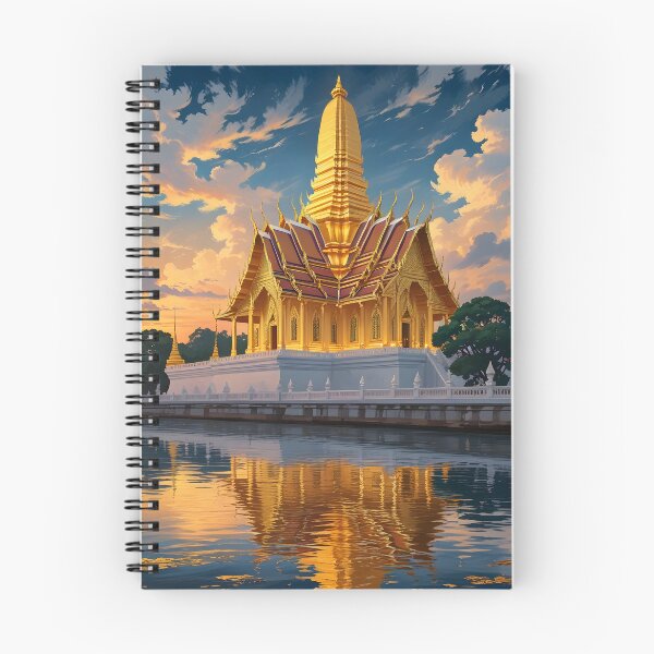 Item preview, Wat Arun Ratchawararam Temple at Sunset – Bangkok Thailand Golden Temple Wall Art designed and sold by ArtnarongDesign.