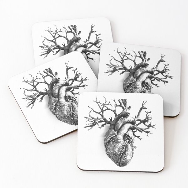 Item preview, Anatomical Heart Tree Design | Black and White Surreal Botanical Anatomy Art designed and sold by inkoutninja.