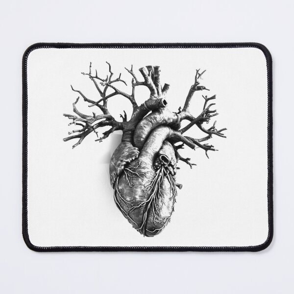 Item preview, Anatomical Heart Tree Design | Black and White Surreal Botanical Anatomy Art designed and sold by inkoutninja.