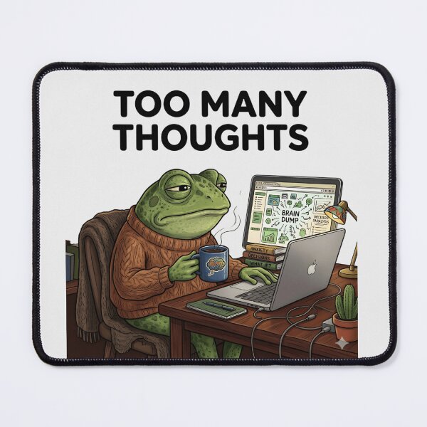 Item preview, Overthinking Frog Meme T-Shirt & Sticker – Funny Anxiety Frog, Introvert Humor, Relatable Meme designed and sold by ZyxDes.
