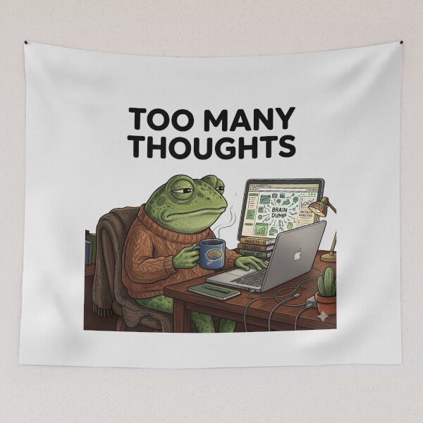 Item preview, Overthinking Frog Meme T-Shirt & Sticker – Funny Anxiety Frog, Introvert Humor, Relatable Meme designed and sold by ZyxDes.