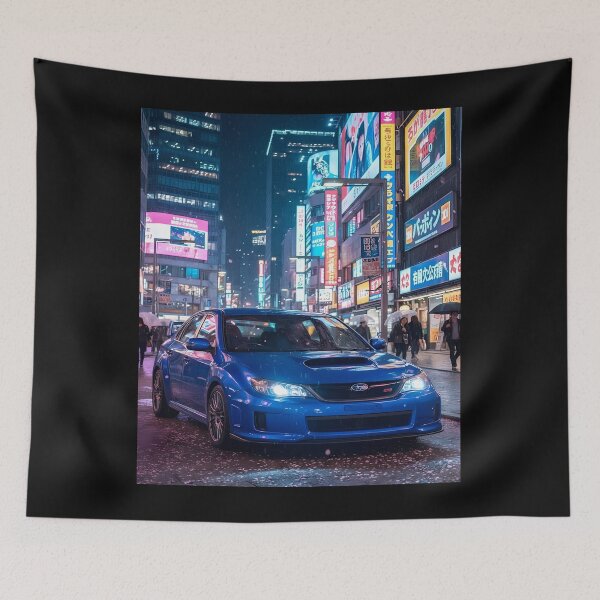 Item preview, Blue Subaru WRX STI in Neon Tokyo Street designed and sold by ChiqueAvenue.