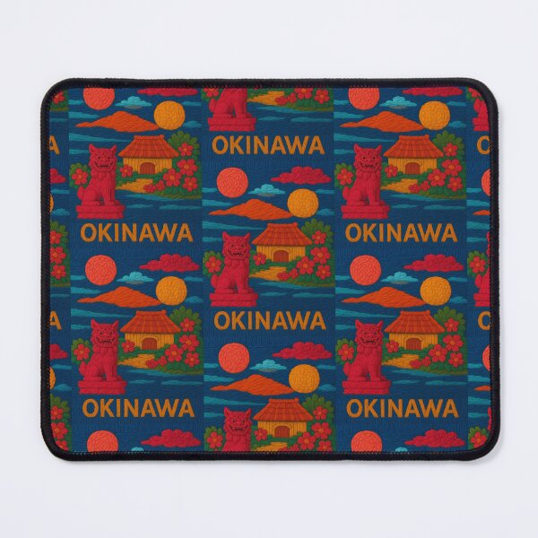 Item preview, Okinawa Japan Faux Wool Art – Shisa Guardian, Ryukyu House & Tropical Island Illustration designed and sold by TheTrendsDesk.