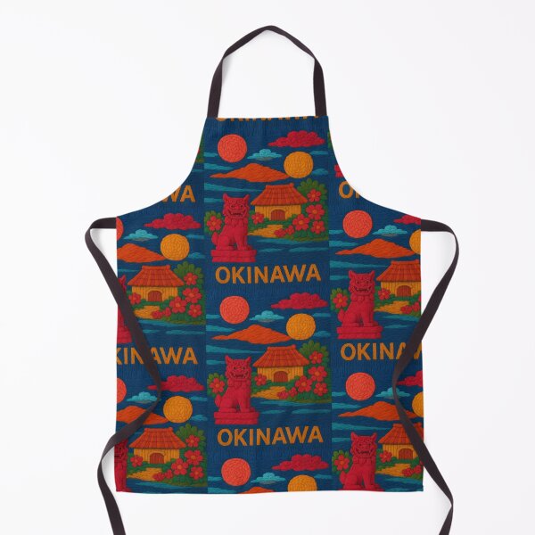 Item preview, Okinawa Japan Faux Wool Art – Shisa Guardian, Ryukyu House & Tropical Island Illustration designed and sold by TheTrendsDesk.