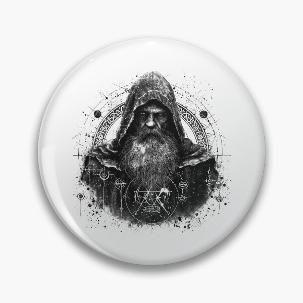 Item preview, Dark Wizard Portrait | Black and White Occult Mystic Sorcerer Art designed and sold by inkoutninja.