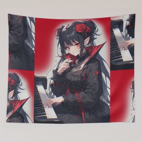 Item preview, Anime vampire girl playing piano designed and sold by ArtsJulian.