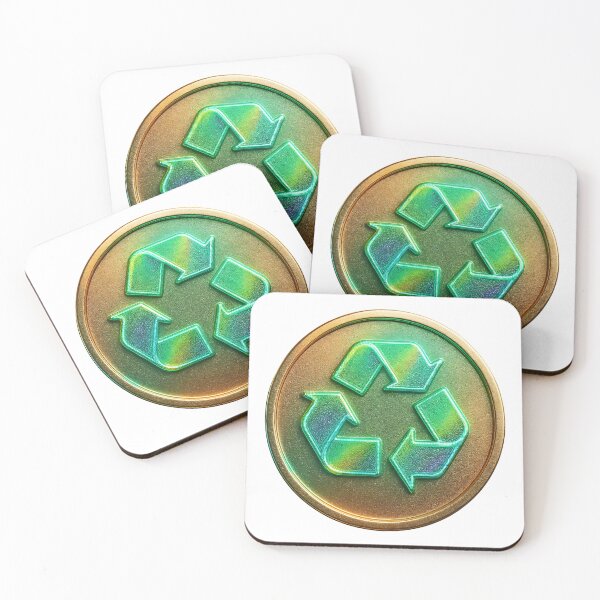 Item preview, A gold and green recycling symbol on transparent background designed and sold by Creative88Art.