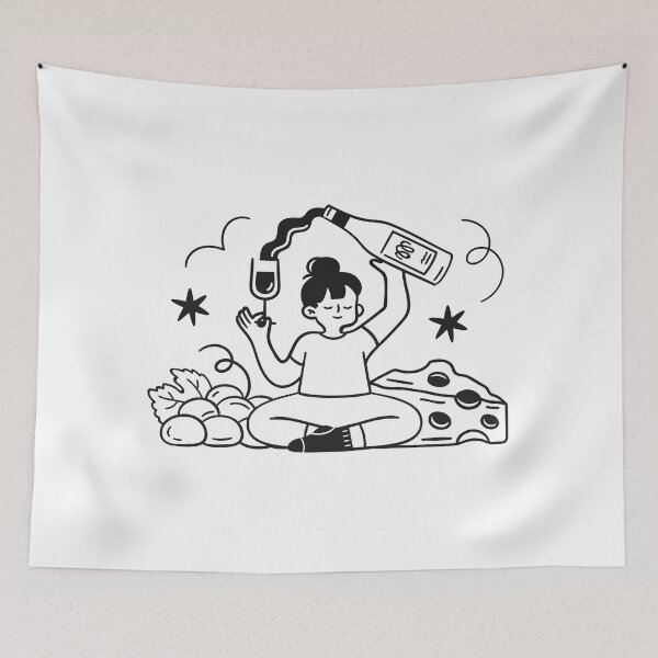 Item preview, Wine & Relax – Funny Self Care Illustration designed and sold by mcraft studio.