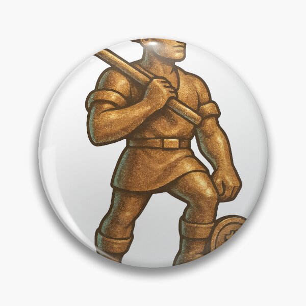 Item preview, A golden statue of a miner with a pickaxe on transparent background designed and sold by Creative88Art.
