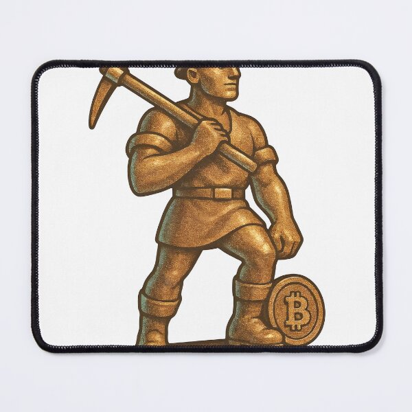 Item preview, A golden statue of a miner with a pickaxe on transparent background designed and sold by Creative88Art.