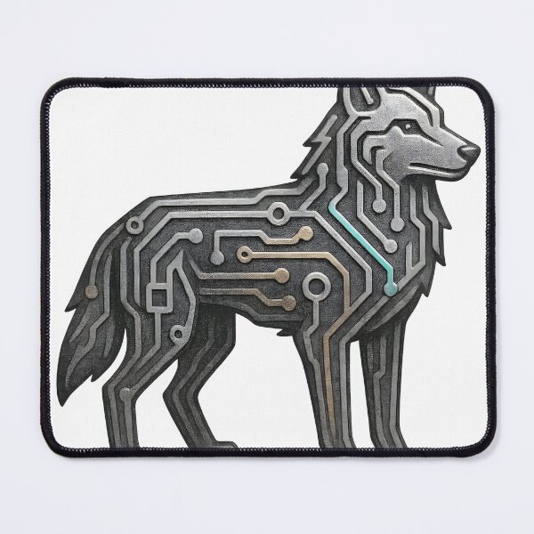 Item preview, A futuristic wolf with circuit board design on transparent background designed and sold by Creative88Art.