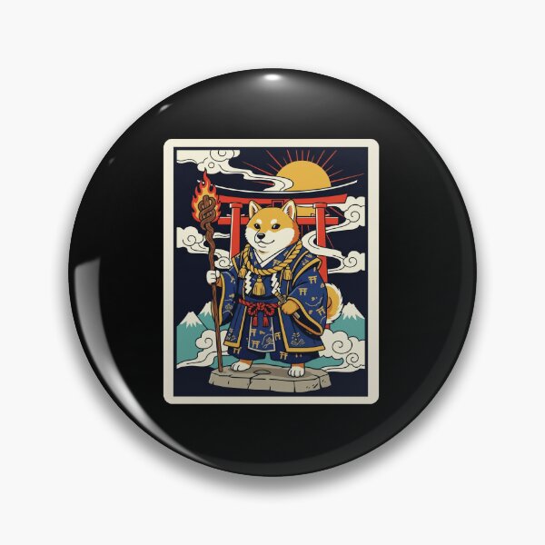 Item preview, Shiba Inu Shrine Guardian Japanese Mythic Style Illustration designed and sold by JordynLadukeg65.