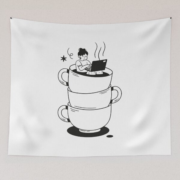Item preview, Work From Coffee – Cute Remote Work Illustration designed and sold by mcraft studio.