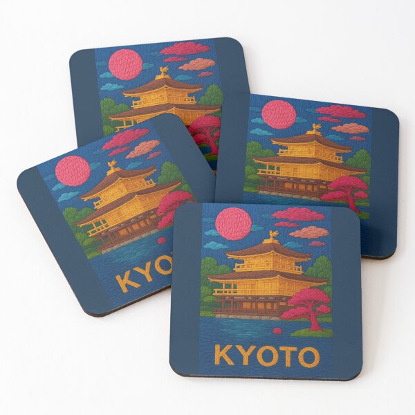 Item preview, Kyoto Japan Faux Wool Art – Kinkakuji Golden Pavilion Knitted Style Travel Illustration designed and sold by TheTrendsDesk.