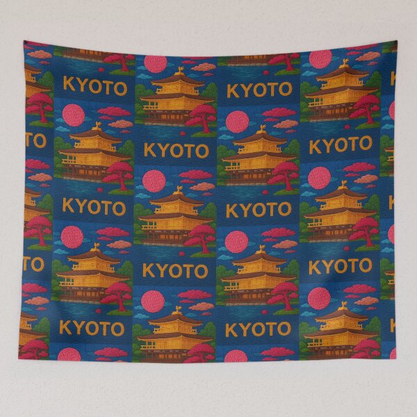 Item preview, Kyoto Japan Faux Wool Art – Kinkakuji Golden Pavilion Knitted Style Travel Illustration designed and sold by TheTrendsDesk.