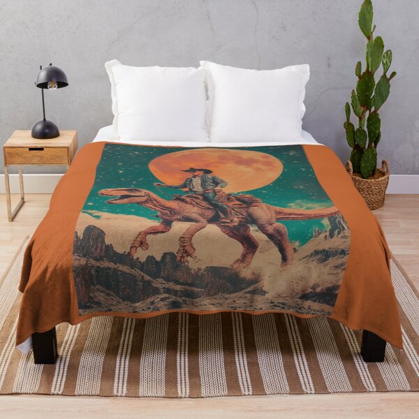 Item preview, Cowboy Riding Dinosaur Cosmic Desert Moon Poster designed and sold by Vicky021.