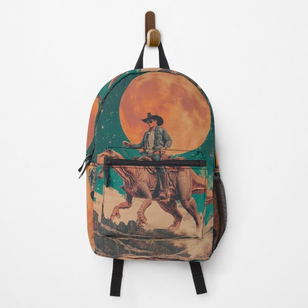 Item preview, Cowboy Riding Dinosaur Cosmic Desert Moon Poster designed and sold by Vicky021.