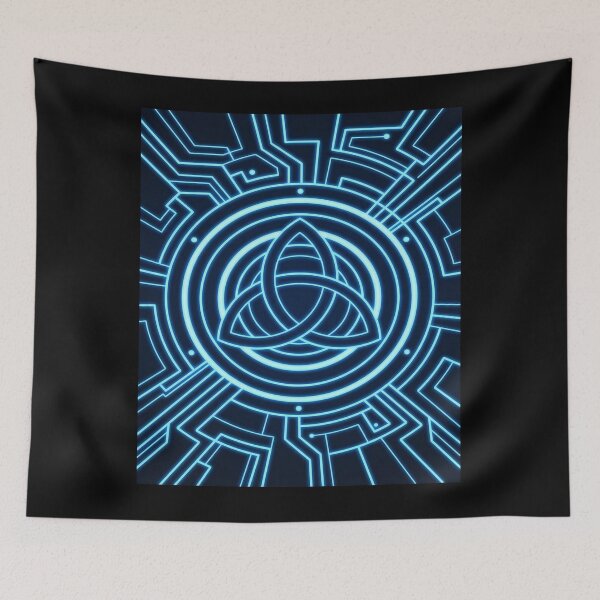 Item preview, Blue Triquetra Symbol with Circuitry designed and sold by ChiqueAvenue.